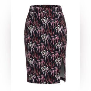 JCREW FACTORY NEW WOMENS LINED SKIRT SIZE L BLACK WITH RED DESIGN